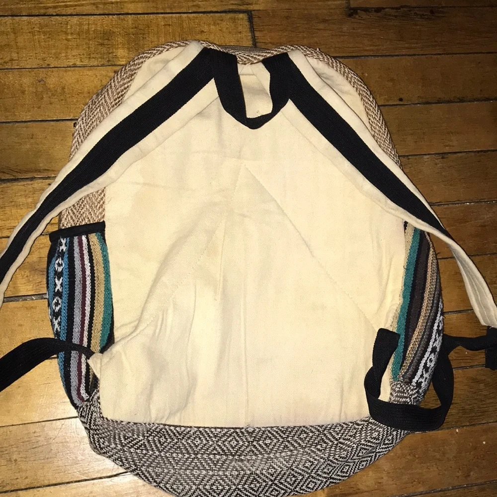 Eco-Friendly Beige and Black Backpack‎